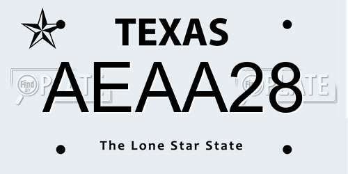 AEAA28 Texas License Plate