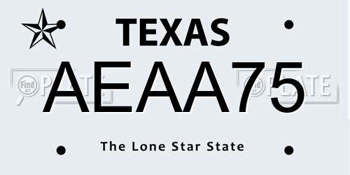 AEAA75 Texas License Plate