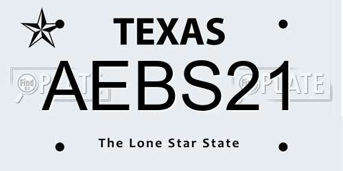 AEBS21 Texas License Plate
