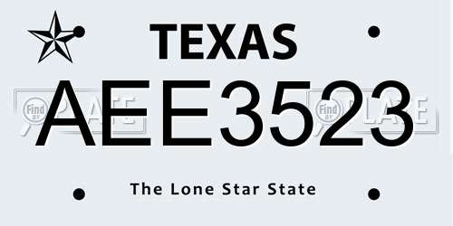 AEE3523 Texas License Plate