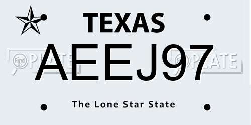 AEEJ97 Texas License Plate