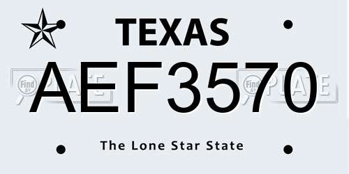 AEF3570 Texas License Plate