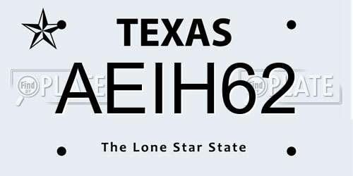 AEIH62 Texas License Plate