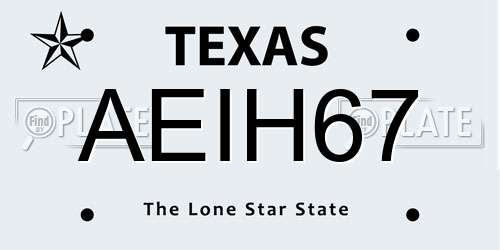 AEIH67 Texas License Plate