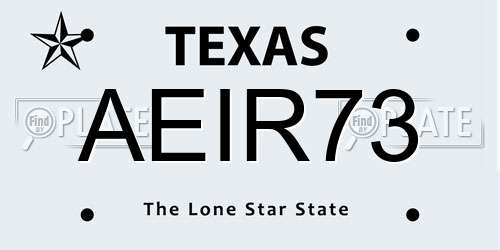 AEIR73 Texas License Plate