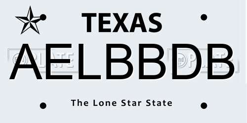 AELBBDB Texas License Plate