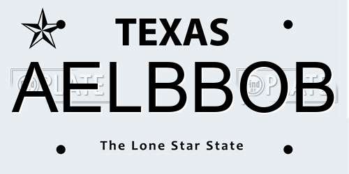 AELBBOB Texas License Plate