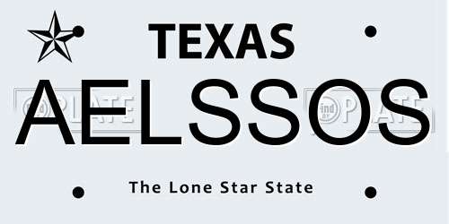 AELSSOS Texas License Plate