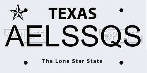 AELSSQS Texas License Plate