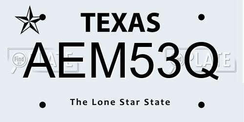 AEM53Q Texas License Plate