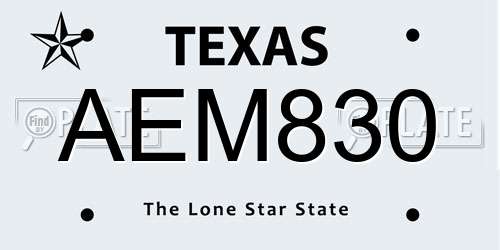 AEM830 Texas License Plate