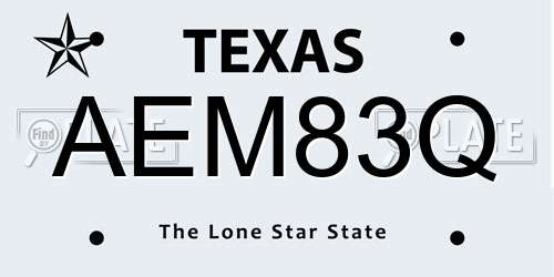 AEM83Q Texas License Plate