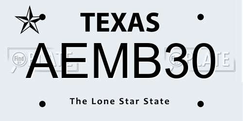AEMB30 Texas License Plate