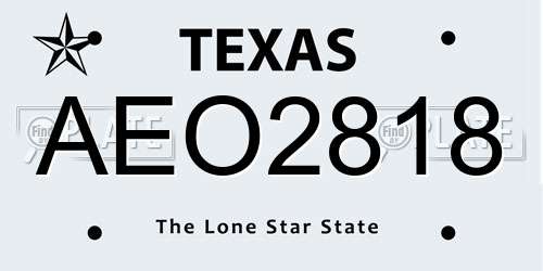 AEO2818 Texas License Plate