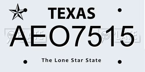 AEO7515 Texas License Plate