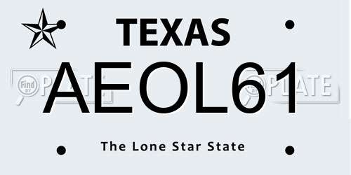 AEOL61 Texas License Plate