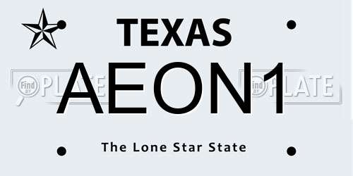 AEON1 Texas License Plate