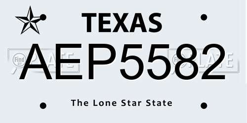 AEP5582 Texas License Plate