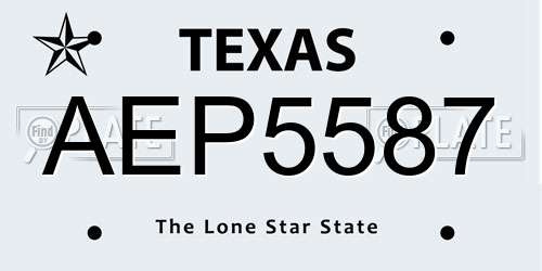 AEP5587 Texas License Plate