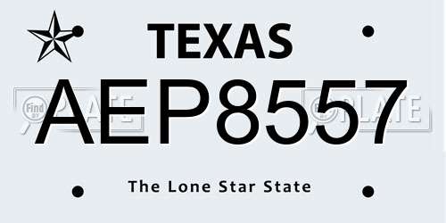 AEP8557 Texas License Plate
