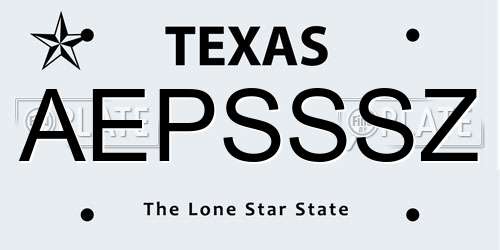 AEPSSSZ Texas License Plate