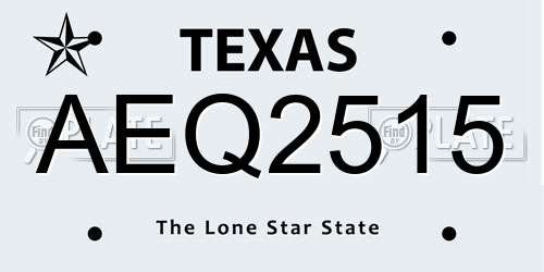 AEQ2515 Texas License Plate