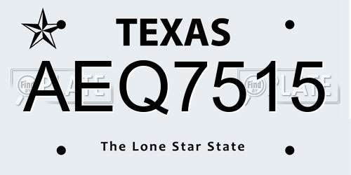 AEQ7515 Texas License Plate