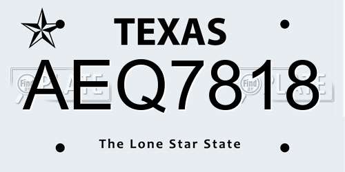 AEQ7818 Texas License Plate