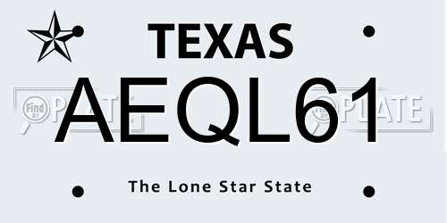 AEQL61 Texas License Plate