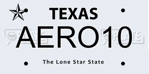 AERO10 Texas License Plate