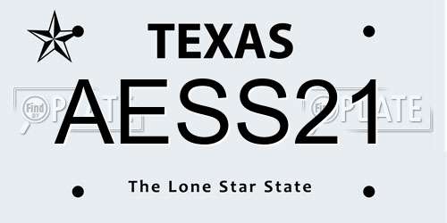 AESS21 Texas License Plate