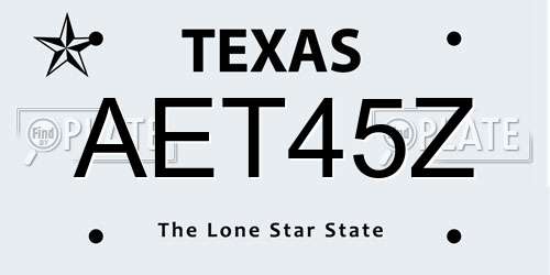 AET45Z Texas License Plate