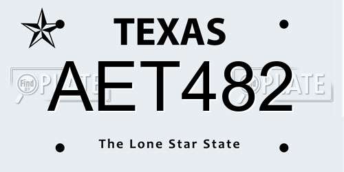 AET482 Texas License Plate