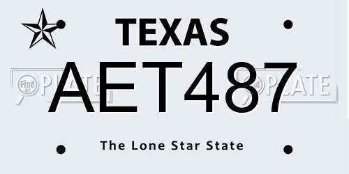 AET487 Texas License Plate