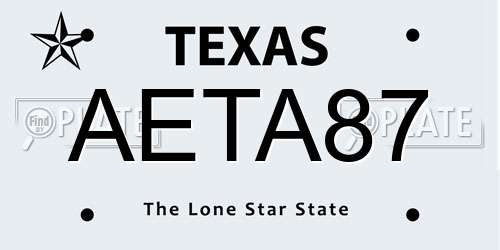 AETA87 Texas License Plate