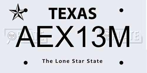 AEX13M Texas License Plate