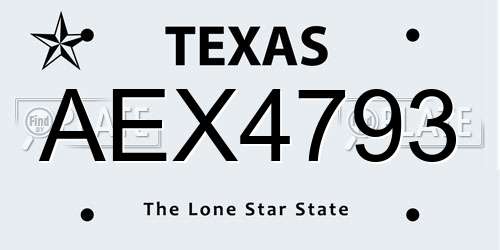 AEX4793 Texas License Plate