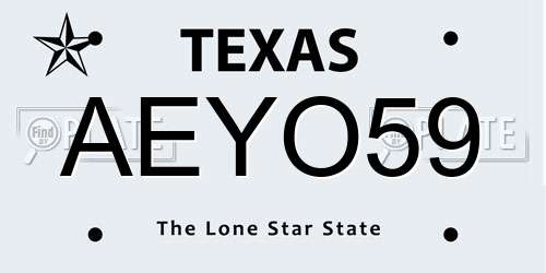 AEYO59 Texas License Plate
