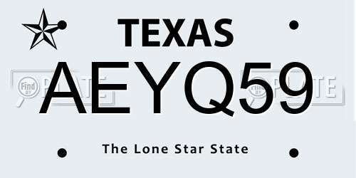 AEYQ59 Texas License Plate