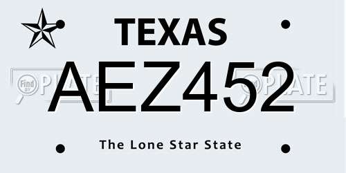 AEZ452 Texas License Plate