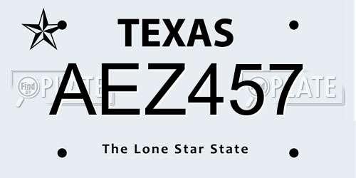 AEZ457 Texas License Plate