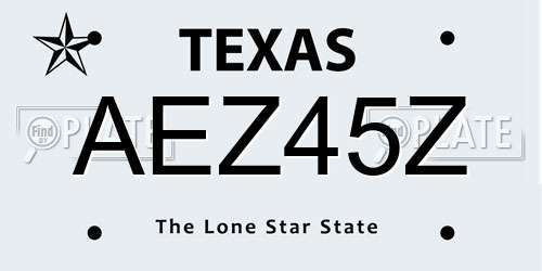 AEZ45Z Texas License Plate