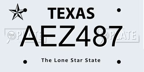 AEZ487 Texas License Plate