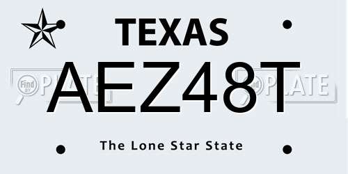 AEZ48T Texas License Plate