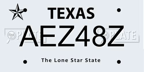 AEZ48Z Texas License Plate