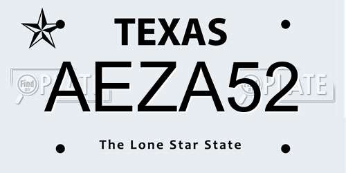 AEZA52 Texas License Plate