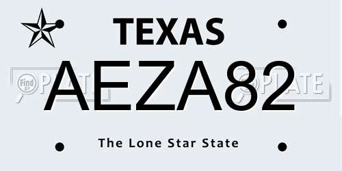 AEZA82 Texas License Plate