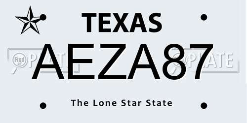 AEZA87 Texas License Plate