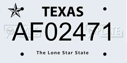 AF02471 Texas License Plate