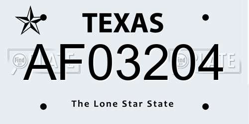 AF03204 Texas License Plate